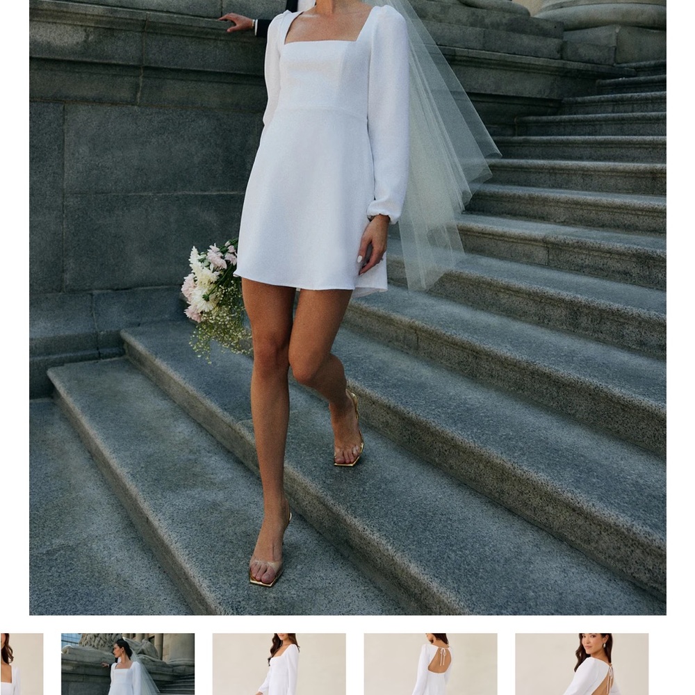 Park & Fifth white long sleeve dress perfect for brides!